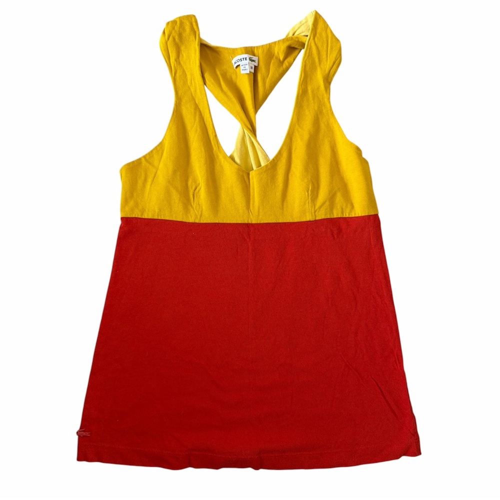 VINTAGE LACOSTE Yellow and Red Sleeveless Top SIZE 38
